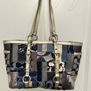 Champagne and Navy Coach Purse